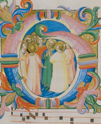 Groep heiligen, geïllustreerde miniatuur in een missaal door Fra Angelico